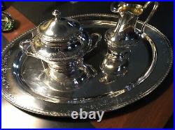 1847 Rogers Bros ARGOSY Silverplate Silver Plate Lg 18 Tray, Cream, and Sugar