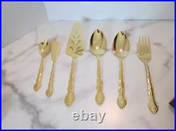 1847 Rogers Bros Abbey Rose Tableware Gold Electroplate 54 Pieces With Box 1847 Rogers Bros Abbey Rose Tableware Gold Electroplate 54 Pieces With Box