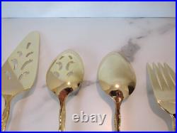 1847 Rogers Bros Abbey Rose Tableware Gold Electroplate 54 Pieces With Box 1847 Rogers Bros Abbey Rose Tableware Gold Electroplate 54 Pieces With Box