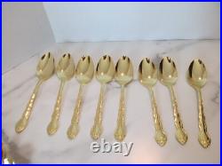 1847 Rogers Bros Abbey Rose Tableware Gold Electroplate 54 Pieces With Box 1847 Rogers Bros Abbey Rose Tableware Gold Electroplate 54 Pieces With Box