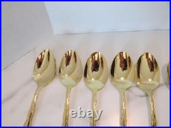 1847 Rogers Bros Abbey Rose Tableware Gold Electroplate 54 Pieces With Box 1847 Rogers Bros Abbey Rose Tableware Gold Electroplate 54 Pieces With Box