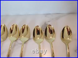 1847 Rogers Bros Abbey Rose Tableware Gold Electroplate 54 Pieces With Box 1847 Rogers Bros Abbey Rose Tableware Gold Electroplate 54 Pieces With Box