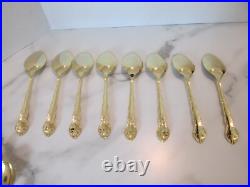 1847 Rogers Bros Abbey Rose Tableware Gold Electroplate 54 Pieces With Box 1847 Rogers Bros Abbey Rose Tableware Gold Electroplate 54 Pieces With Box