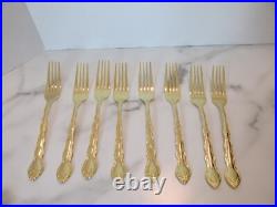 1847 Rogers Bros Abbey Rose Tableware Gold Electroplate 54 Pieces With Box 1847 Rogers Bros Abbey Rose Tableware Gold Electroplate 54 Pieces With Box