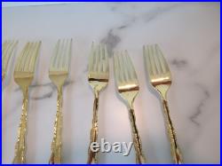 1847 Rogers Bros Abbey Rose Tableware Gold Electroplate 54 Pieces With Box 1847 Rogers Bros Abbey Rose Tableware Gold Electroplate 54 Pieces With Box
