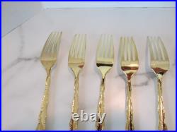 1847 Rogers Bros Abbey Rose Tableware Gold Electroplate 54 Pieces With Box 1847 Rogers Bros Abbey Rose Tableware Gold Electroplate 54 Pieces With Box