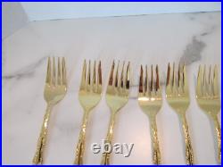 1847 Rogers Bros Abbey Rose Tableware Gold Electroplate 54 Pieces With Box 1847 Rogers Bros Abbey Rose Tableware Gold Electroplate 54 Pieces With Box