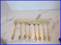 1847 Rogers Bros Abbey Rose Tableware Gold Electroplate 54 Pieces With Box 1847 Rogers Bros Abbey Rose Tableware Gold Electroplate 54 Pieces With Box