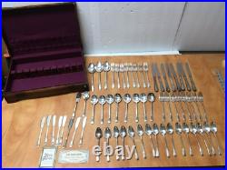 1847 Rogers Bros Adoration 61 Pc. Flatware Silverware Set withCase 8 place setting