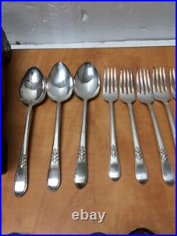 1847 Rogers Bros Adoration 61 Pc. Flatware Silverware Set withCase 8 place setting