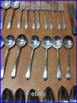 1847 Rogers Bros Adoration 61 Pc. Flatware Silverware Set withCase 8 place setting