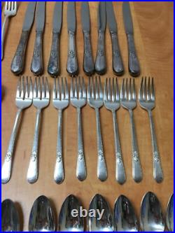 1847 Rogers Bros Adoration 61 Pc. Flatware Silverware Set withCase 8 place setting