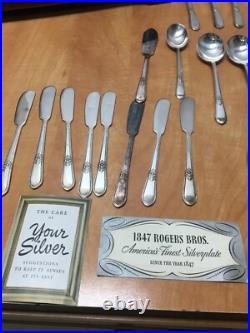 1847 Rogers Bros Adoration 61 Pc. Flatware Silverware Set withCase 8 place setting