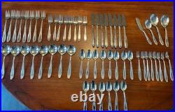 1847 Rogers Bros Ambassador Silver Plate Flatware For 8 + Serving Utensils 58 Ct