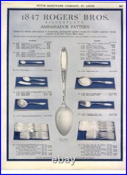 1847 Rogers Bros Ambassador Silver Plate Flatware For 8 + Serving Utensils 58 Ct