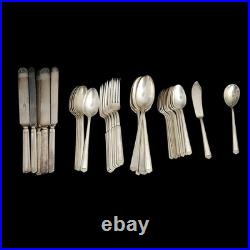 1847 Rogers Bros Anniversary Pattern Silverplate Flatware Set 36 Pc Vintage