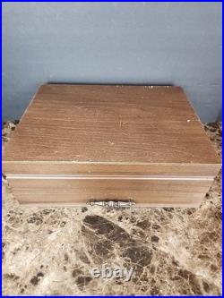 1847 Rogers Bros Antique Silver Plate 1924 Ancestral 55-Pc Flatware Monogram Box