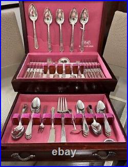1847 Rogers Bros Antique Silver Plate 1924 Ancestral 83-Pc Flatware Set For 12