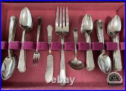 1847 Rogers Bros Antique Silver Plate 1924 Ancestral 83-Pc Flatware Set For 12
