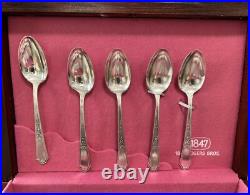 1847 Rogers Bros Antique Silver Plate 1924 Ancestral 83-Pc Flatware Set For 12