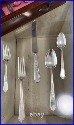 1847 Rogers Bros Antique Silver Plate 1924 Ancestral 83-Pc Flatware Set For 12