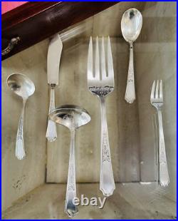 1847 Rogers Bros Antique Silver Plate 1924 Ancestral 83-Pc Flatware Set For 12
