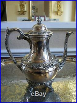 1847 Rogers Bros COFFEE TEA service SET Silverplate HERITAGE Pot Teapot Tray USA