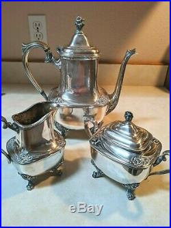 1847 Rogers Bros DAFFODIL Intern Silver 9901 9903 9904 3pc silver plate tea set