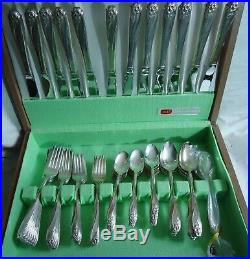 1847 Rogers Bros Daffodil Silver Plate 75 Pcs. Flatware Set Service for 12 WithBox