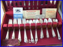1847 Rogers Bros Eternally Yours 52pc Set with Wooden Chest Silver Plate 1941 IS