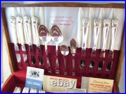 1847 Rogers Bros Eternally Yours 52pc Set with Wooden Chest Silver Plate 1941 IS