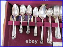 1847 Rogers Bros Eternally Yours Silver Plate Flatware Set 94 pcs Wooden Chest
