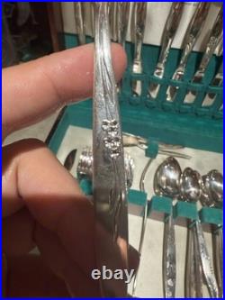 1847 Rogers Bros Eternally Yours Silver Plated Flatware Set 39pc with Wood Case