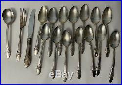 1847 Rogers Bros FIRST LOVE Silver Plate Flatware Set 52 pieces in wood box vtg