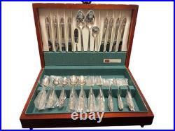 1847 Rogers Bros FIRST LOVE Silverplate Flatware Set 52 Pc Chest Serving Pieces
