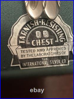 1847 Rogers Bros FIRST LOVE Silverplate Flatware Set 52 Pc Chest Serving Pieces