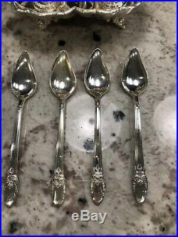 1847 Rogers Bros. First Love Spoons & Silver Plated Egg Holder