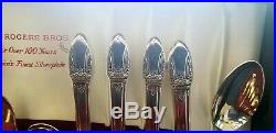 1847 Rogers Bros First Love pattern Silverplate Flatware 61 pieces/wooden chest