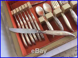 1847 Rogers Bros Flair Silverplate Flatware Set Circa 1956 62 Pc SERVING PIECES