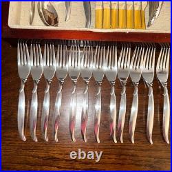1847 Rogers Bros Flair Silverplate Flatware with Wood Chest serving 12 total 69