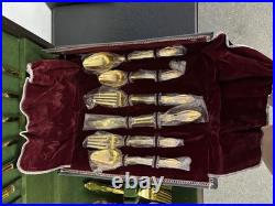 1847 Rogers Bros Gold Electroplated 54 Piece Flatware Set 1847 Rogers Bros Gold Electroplated 54 Piece Flatware Set