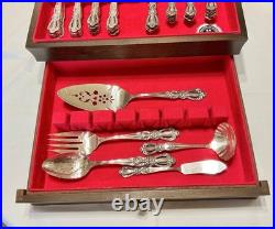 1847 Rogers Bros Grand Heritage Silverplate Flatware 65 Pc. 8 Settings & Case