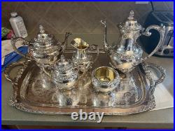 1847 Rogers Bros Heritage Silverplate Victorian Tea/Coffee Set with Tray