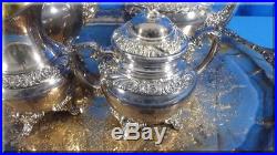 1847 Rogers Bros Heritage Tea Coffee Set Tray 6 Pieces Creamer Sugar Waste Bowl