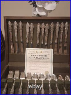 1847 Rogers Bros. Heritage silverware, 80 Pieces With Wooden Storage Box 1847 Rogers Bros. Heritage silverware, 80 Pieces With Wooden Storage Box