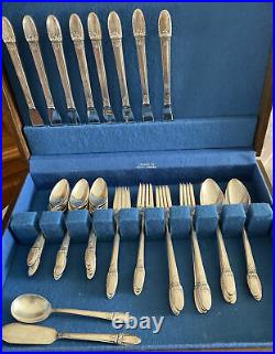 1847 Rogers Bros IS FIRST LOVE Silverware Flatware Silver Plate 49 Pieces Chest
