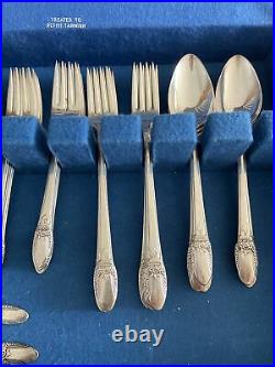 1847 Rogers Bros IS FIRST LOVE Silverware Flatware Silver Plate 49 Pieces Chest