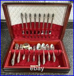 1847 Rogers Bros IS First Love 53 Pc Silver Plate Silverware Flatware Set with Box