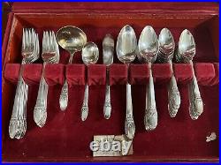 1847 Rogers Bros IS First Love 53 Pc Silver Plate Silverware Flatware Set with Box