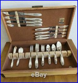 1847 Rogers Bros IS Silverplate Flatware Ambassador 50 PC+ Case Service for 8